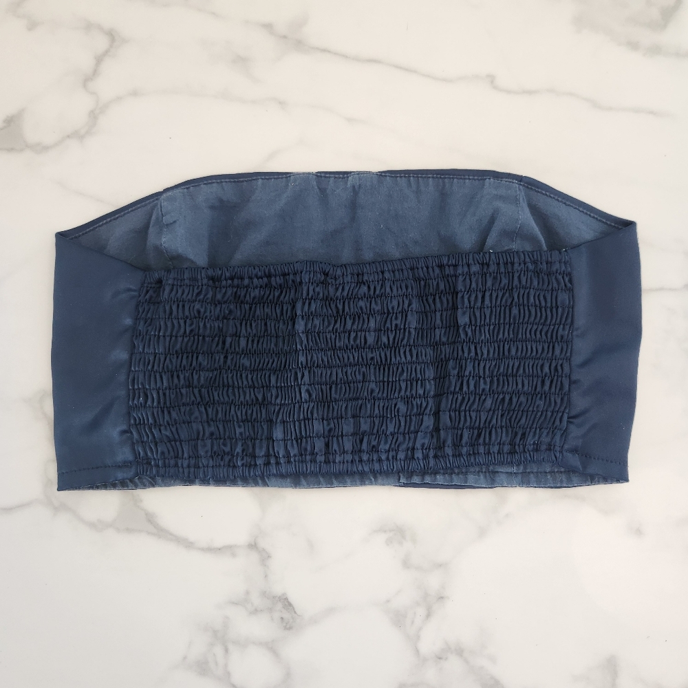 Valija Gitana Midnight Blue Strapless Bandeau Top Size Medium - Picture 9 of 15